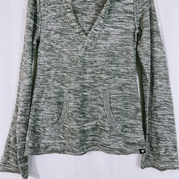 Roxy Light Gray & White Hooded Sweater Size M - Picture 3 of 5